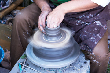 pottery making.Handmade pottery making