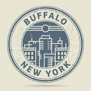 Grunge rubber stamp or label with text Buffalo, New York