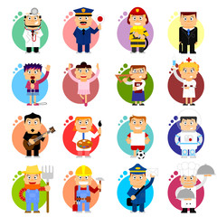 Professions icons - vector cartoon