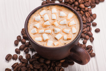 vintage coffee cup with marshmallow