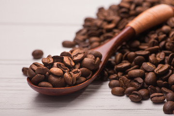 coffee beans in spoon