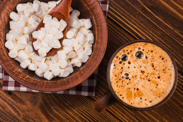 vintage coffee cup with marshmallow