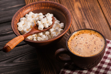 vintage coffee cup with marshmallow