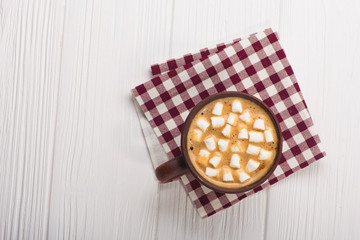 tasty coffee cup with marshmallow