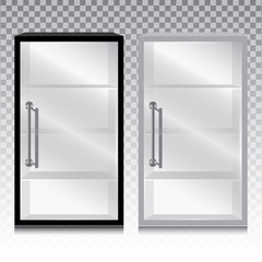 Empty glass cabinet with the door handle isolated on transparent background.
