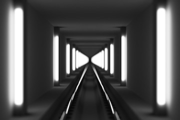 Fototapeta premium element projektu. ciemny tunel szlaku oświetlony obraz