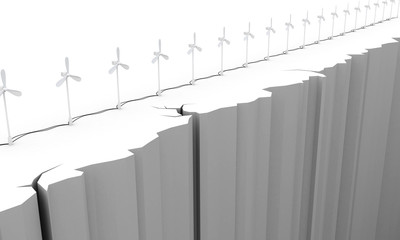 3d. Wind turbine on the brink of a precipice