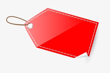Red Shining Blank Tag, isolated on white, 