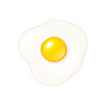Delicious shiny fried egg vector icon on white background
