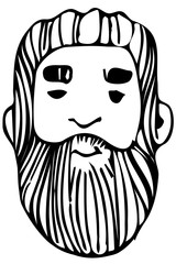 Obraz premium vector sketch of the face of an adult male with a beard
