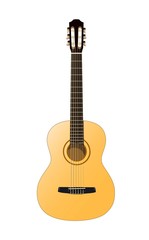 Obraz premium Beautiful acoustic guitar in color on a white background