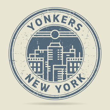 Grunge rubber stamp or label with text Yonkers, New York