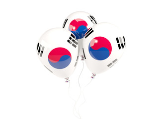 Three balloons with flag of korea south
