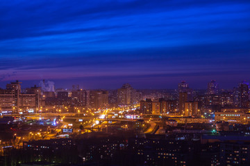 Fototapeta na wymiar night city, aerial view