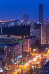 Fototapeta na wymiar night city, aerial view