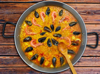 Seafood paella from Spain Valencia recipe