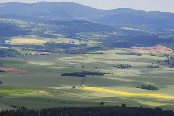 krajobraz w g&oacute;rach stołowych, uprawa rzepaku