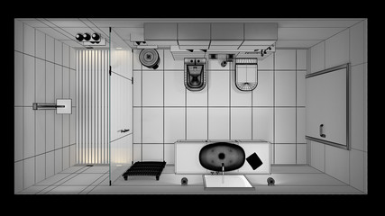 Interior rendering of a modern Bathroom