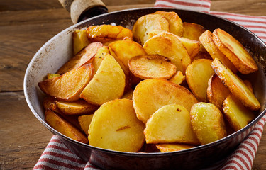 Roasted golden crispy potato slices
