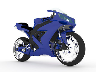 3d rendering blue sport motorcycle on a white background.