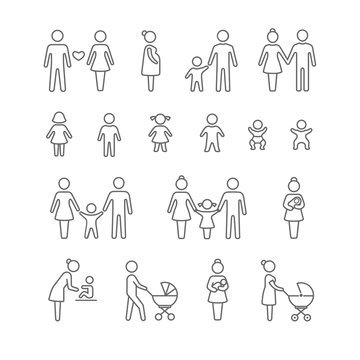 Family and friends icon set