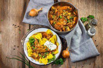 Homemade stew with meat and vegetables