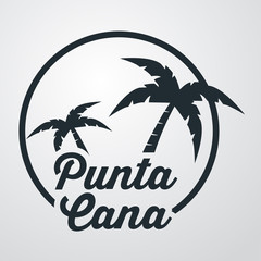 Icono plano Punta Cana en isla en fondo degradado