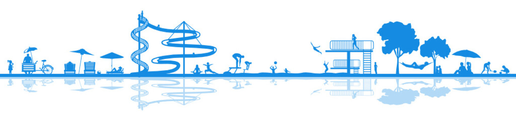 Fototapeta premium Silhouette Schwimmbad