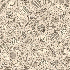 Cartoon nautical seamless pattern