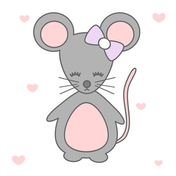 cute cartoon mouse vector illustration isolated on white background

