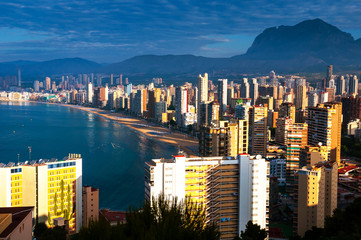 View from mountain at the city of Benidorm, Costa Blanca