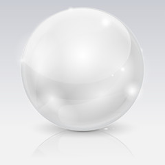 White glass ball. 3d shiny sphere