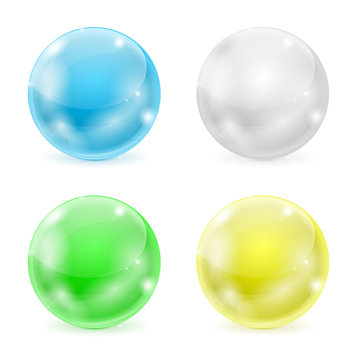 Glass balls. Colored 3d shiny sphere
