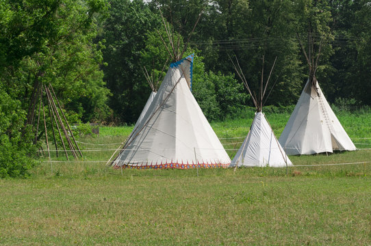 Close-up of an Indian tipi on a field
