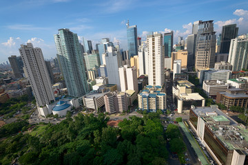 Fototapeta na wymiar Hight rise condominium and office buildings in Makati City, Manila, Philippines.