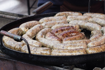 BBQ sausagges on grill