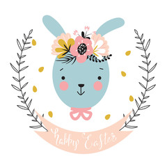 Easter illustration with cute bunny