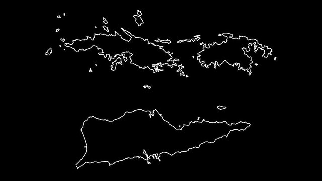 US Virgin Islands map outline animation