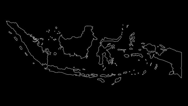 Indonesia map outline animation