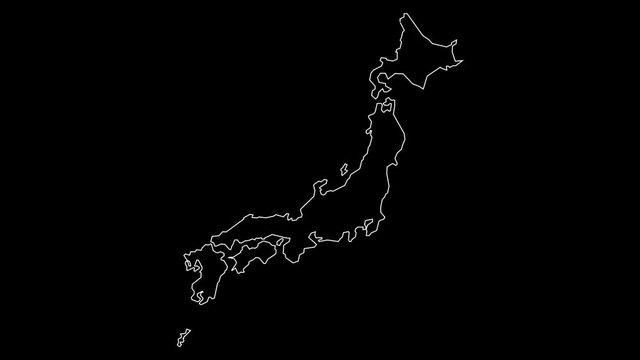 Japan map outline animation