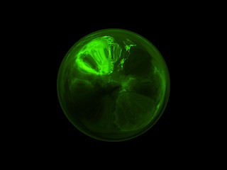 Abstract Glowing Green Sphere Energy