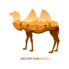 Camel, vector icon, logo, icon flat. Vector illustration. Picture camel.