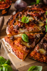 Rustic pizza with minced meat