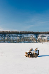 winter landscape with blue sky