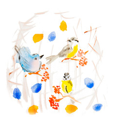 hand painted watercolor birds