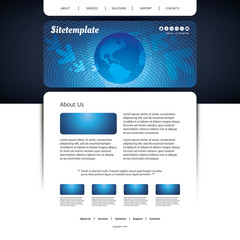 Website Template with Abstract Header Design - Earth, Arrows, Wave Lines