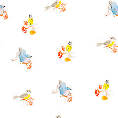 hand painted watercolor birds pattern