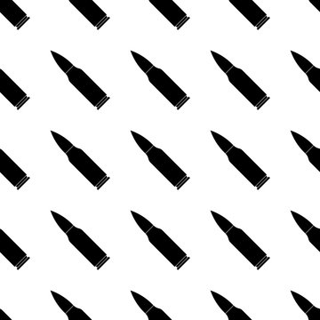 black bullet gun. combat cartridge. seamless pattern. white background. vector illustration.