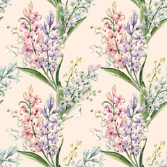 Watercolor hyacinth pattern