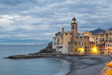 Fototapeta premium Camogli, the tip winter night view. Color image